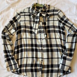 Banana Republic Black and White Checkered Blouse